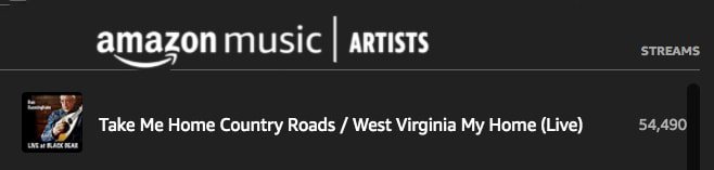 Streaming total for West Virginia medley on Amazon