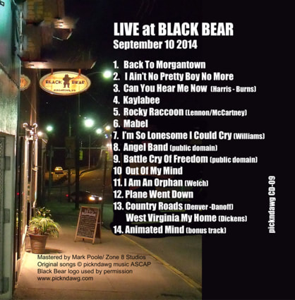 Live At Black Bear back cover pickndawg Dan Cunningham
