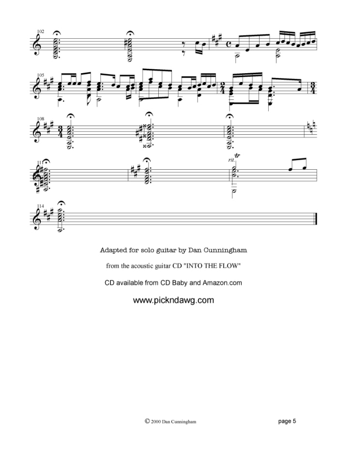 Loose Dawg sheet music pg5 Dan Cunningham pickndawg